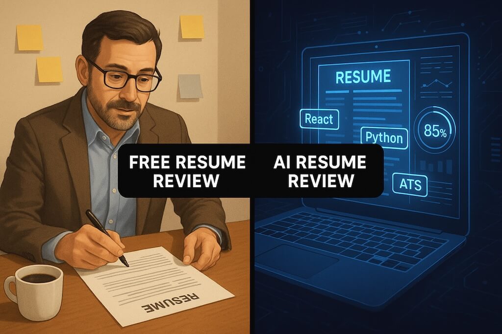 Free resume review vs. AI resume review: what you actually get, what’s actually free, and what works for tech + career switchers